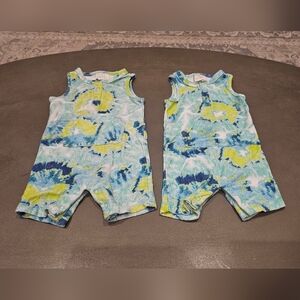 3-6 months First Impressions Twin boys terrycloth tie dye summer set!